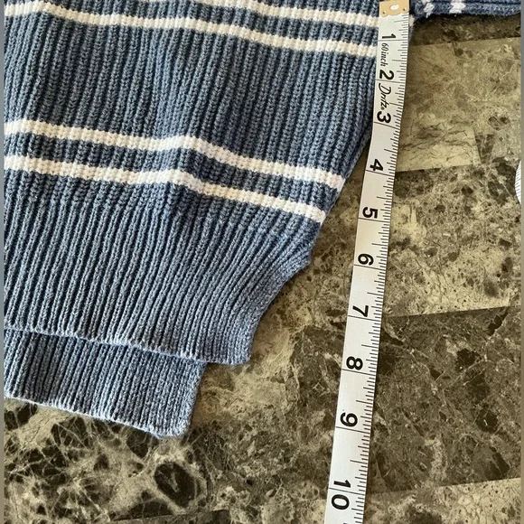 Aerie Blue and White Striped Chunky Drop Shoulder Slouchy Career Woman Medium - Picture 9 of 16
